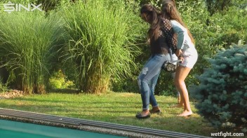 Three wild girls in pool cat fight Screencap 8 on www.sinx.com