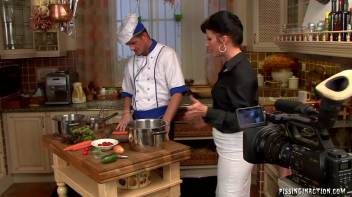 Pissing in the Kitchen Screencap 1 on www.sinx.com