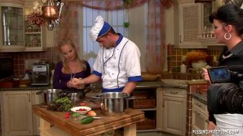 Pissing in the Kitchen Screencap 6 on www.sinx.com