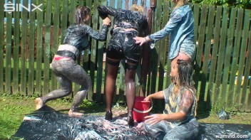 Wet paint play-fighting with four sexy ladies Screencap 13 on www.sinx.com