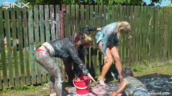 Wet paint play-fighting with four sexy ladies Screencap 18 on www.sinx.com
