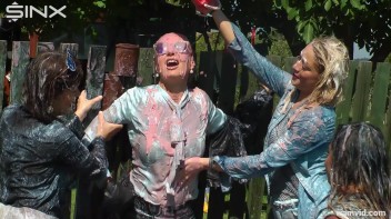 Wet paint play-fighting with four sexy ladies Screencap 26 on www.sinx.com