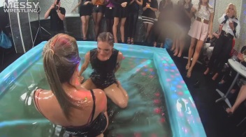 Messy Wrestling: Putting Those Short Skirts To Work In A Slippy Sloppin' Clothes Offin' Battle! Screencap 31 on www.sinx.com