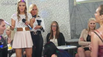 Messy Wrestling: Putting Those Short Skirts To Work In A Slippy Sloppin' Clothes Offin' Battle! Screencap 36 on www.sinx.com