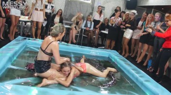 Messy Wrestling: Putting Those Short Skirts To Work In A Slippy Sloppin' Clothes Offin' Battle! Screencap 48 on www.sinx.com