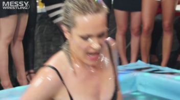 Messy Wrestling: Putting Those Short Skirts To Work In A Slippy Sloppin' Clothes Offin' Battle! Screencap 51 on www.sinx.com