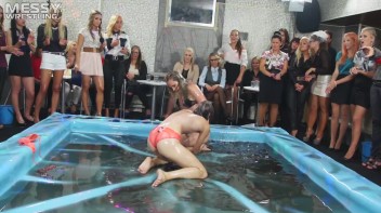 Messy Wrestling: Putting Those Short Skirts To Work In A Slippy Sloppin' Clothes Offin' Battle! Screencap 83 on www.sinx.com