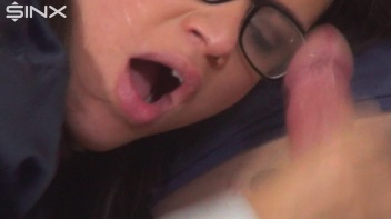 Brunette Babe Gets Glasses Covered In Cum Screencap 30 on www.sinx.com