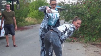 Bitchy Europeans Get Drenched In Milk Outside Screencap 13 on www.sinx.com