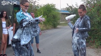 Bitchy Europeans Get Drenched In Milk Outside Screencap 16 on www.sinx.com