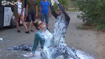 Bitchy Europeans Get Drenched In Milk Outside Screencap 27 on www.sinx.com