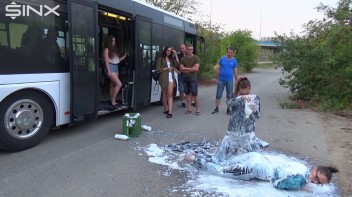 Bitchy Europeans Get Drenched In Milk Outside Screencap 38 on www.sinx.com