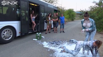 Bitchy Europeans Get Drenched In Milk Outside Screencap 47 on www.sinx.com