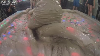 Messy Wrestling: Brunette VS. Black-Haired - Blouse Beauties Bust A Move In The Mud! Topless Toppies ... Screencap 47 on www.sinx.com