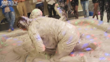 Messy Wrestling: Brunette VS. Black-Haired - Blouse Beauties Bust A Move In The Mud! Topless Toppies ... Screencap 49 on www.sinx.com