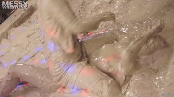 Messy Wrestling: Brunette VS. Black-Haired - Blouse Beauties Bust A Move In The Mud! Topless Toppies ... Screencap 65 on www.sinx.com