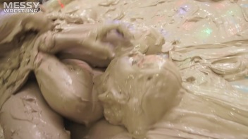 Messy Wrestling: Brunette VS. Black-Haired - Blouse Beauties Bust A Move In The Mud! Topless Toppies ... Screencap 82 on www.sinx.com