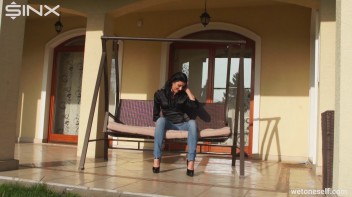 MILF Pisses Herself On The Porch Screencap 4 on www.sinx.com