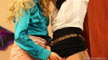 Blonde Bombshells In Fully Clothed Lesbo Heat Screencap 40 on www.sinx.com