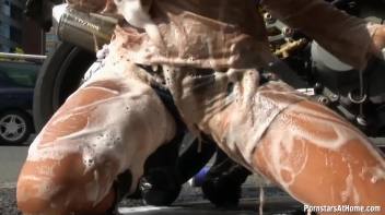 Motorcycle Chick Doesn't Just Wash Her Bike Screencap 40 on www.sinx.com