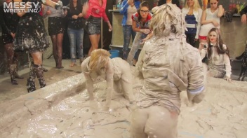 Messy Wrestling: Tattooed Beauty, Ripped Clothes & Lots Of Mud Covered Booby & Booty! Screencap 30 on www.sinx.com