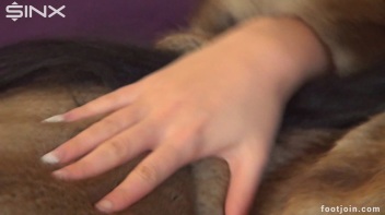 Seductive Footjob Leaves Babe With Cum Covered Stockings Screencap 1 on www.sinx.com