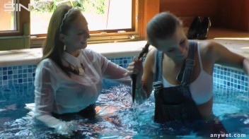 Twins Enjoy A Fully Clothed Splash In The Pool Screencap 25 on www.sinx.com