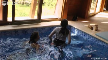 Twins Enjoy A Fully Clothed Splash In The Pool Screencap 33 on www.sinx.com