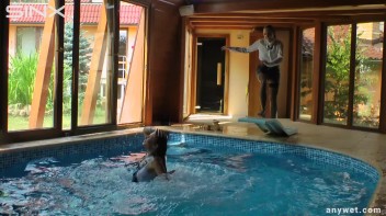 Twins Enjoy A Fully Clothed Splash In The Pool Screencap 44 on www.sinx.com