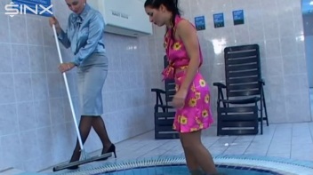 Bitchy Boss Pushes Cleaner Into Pool Screencap 12 on www.sinx.com