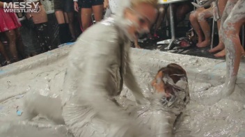 Messy Wrestling: Shiny Babes Brawl Hard In The Mud - Topless Take-Down!! Screencap 21 on www.sinx.com