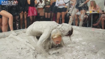 Messy Wrestling: Shiny Babes Brawl Hard In The Mud - Topless Take-Down!! Screencap 26 on www.sinx.com