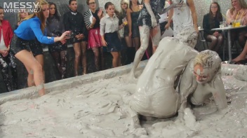 Messy Wrestling: Shiny Babes Brawl Hard In The Mud - Topless Take-Down!! Screencap 46 on www.sinx.com