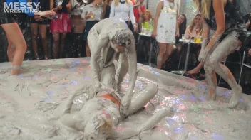 Messy Wrestling: Shiny Babes Brawl Hard In The Mud - Topless Take-Down!! Screencap 48 on www.sinx.com