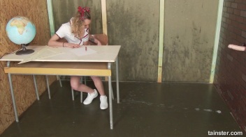 Slimy Schoolgirl Sluts It Up On Her Desk! Screencap 4 on www.sinx.com