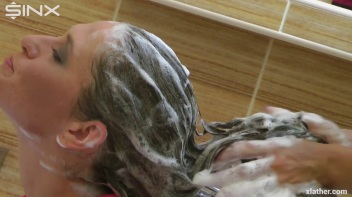 Brunette Babe's Wet and Sudsy Hair Wash Screencap 37 on www.sinx.com