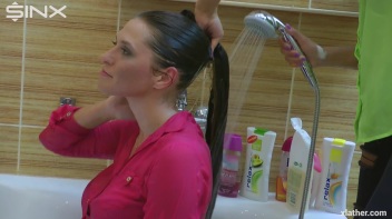 Brunette Babe's Wet and Sudsy Hair Wash Screencap 60 on www.sinx.com