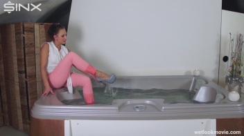 Playful Brunette's Solo Hot Tub Fun Screencap 15 on www.sinx.com