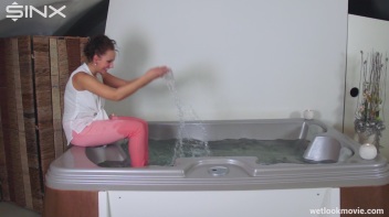 Playful Brunette's Solo Hot Tub Fun Screencap 26 on www.sinx.com