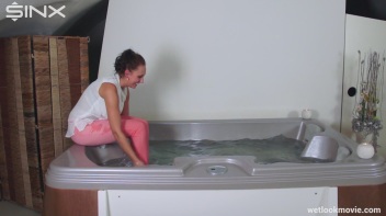 Playful Brunette's Solo Hot Tub Fun Screencap 27 on www.sinx.com