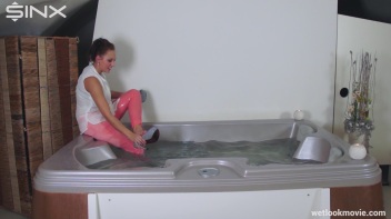 Playful Brunette's Solo Hot Tub Fun Screencap 32 on www.sinx.com