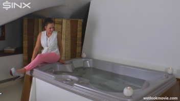 Playful Brunette's Solo Hot Tub Fun Screencap 1 on www.sinx.com