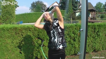 Clothed Hair Washing In Outdoor Shower Screencap 17 on www.sinx.com