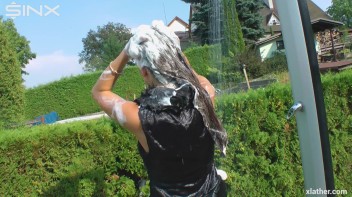 Clothed Hair Washing In Outdoor Shower Screencap 21 on www.sinx.com