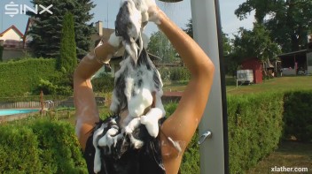 Clothed Hair Washing In Outdoor Shower Screencap 26 on www.sinx.com