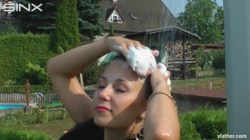Clothed Hair Washing In Outdoor Shower Screencap 9 on www.sinx.com