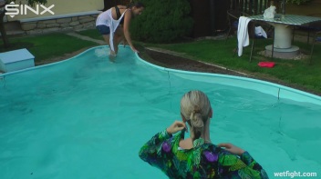 Best Friends Catfight In The Outdoor Pool Screencap 33 on www.sinx.com