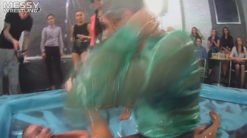 Messy Wrestling: A Double Blast Of Oil From Head To Pantyhose! Screencap 51 on www.sinx.com