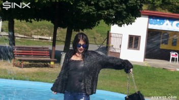 Raven Haired Hottie Soaks Herself At Waterpark Screencap 19 on www.sinx.com