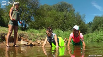 Three luscious ladies get soaked exercising in a river Screencap 33 on www.sinx.com
